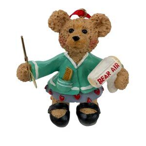 Kurt S Adler Ornament Holly Bearies Hair Dresser Bear Resin Handcrafted Vintage